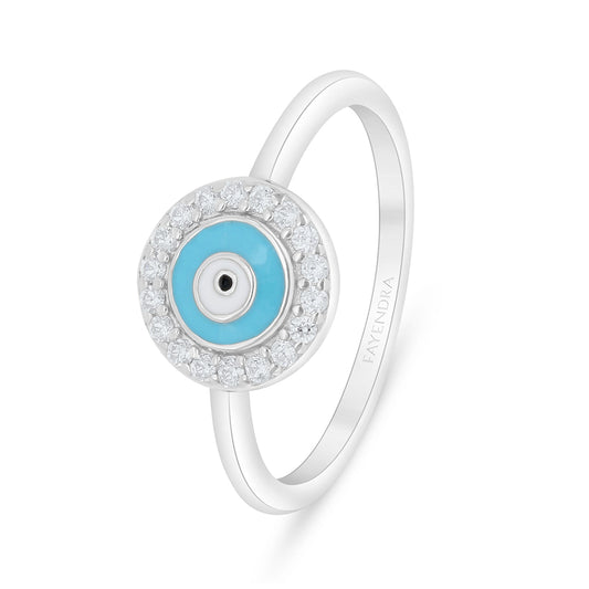 خاتم من الفضة الخالصة عيار 925 مطلي روديوم مرصع فص ابيض