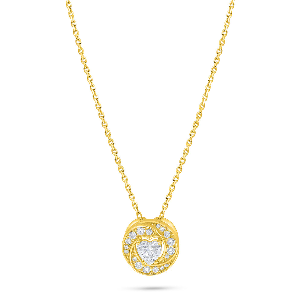 Sterling Silver 925 Necklace Golden Plated Embedded With White Zircon