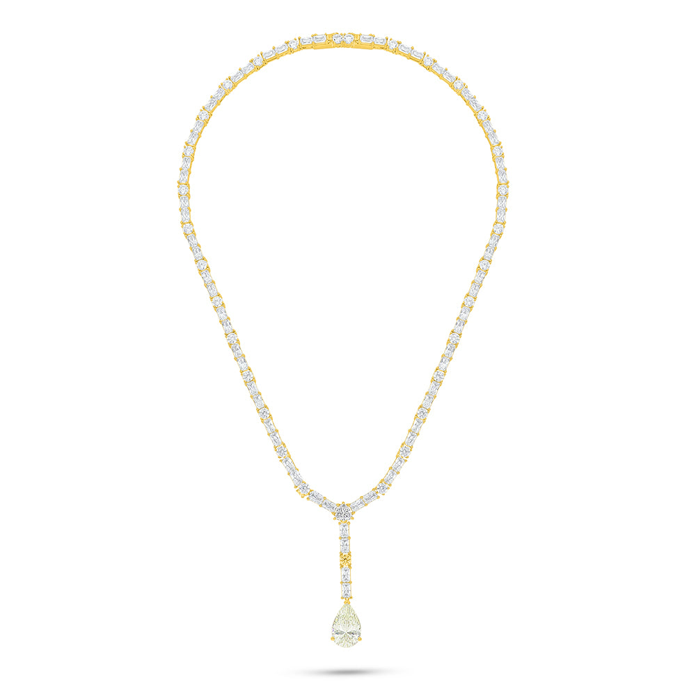 Sterling Silver 925 SET Golden Plated Embedded With Diamond Zircon And White Zircon