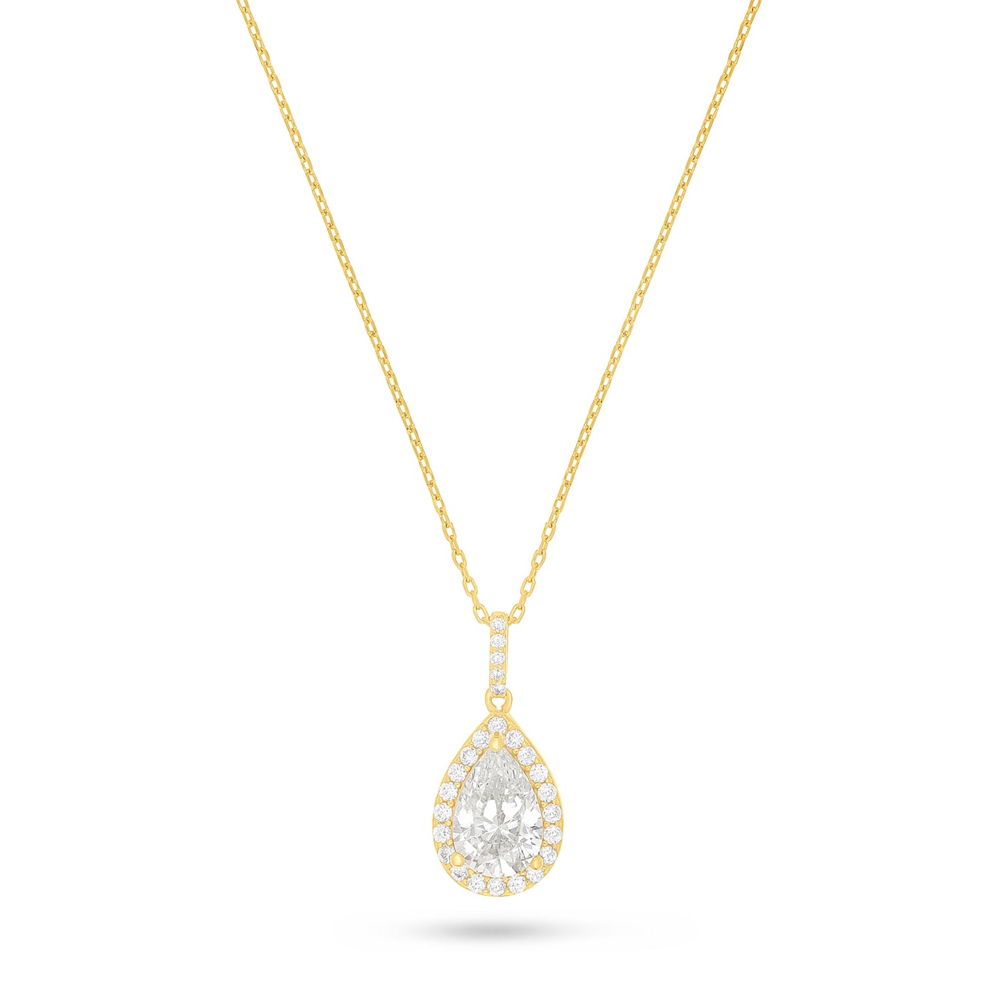 Sterling Silver 925 Necklace Golden Plated Embedded With Diamond Zircon And White Zircon