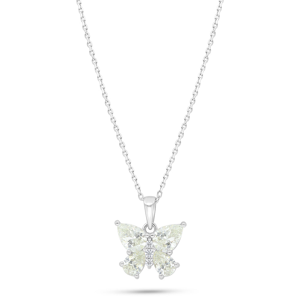 Sterling Silver 925 Necklace Rhodium Plated Embedded With Diamond Zircon And White Zircon
