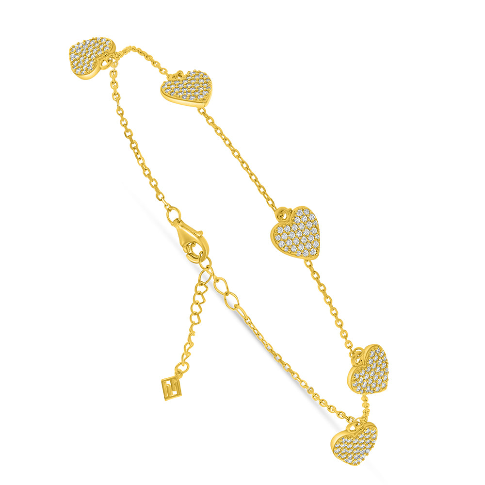 Sterling Silver 925 Bracelet Golden Plated Embedded With White Zircon