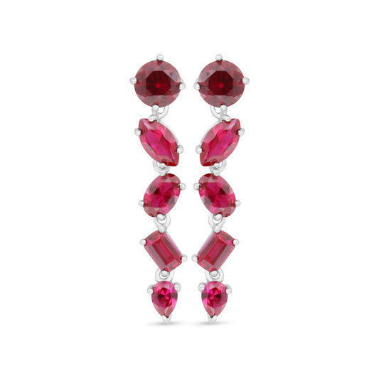 اقراط من الفضة الخالصة عيار 925 مطلي روديوم مرصعة ياقوت كروندوم و فص ابيض