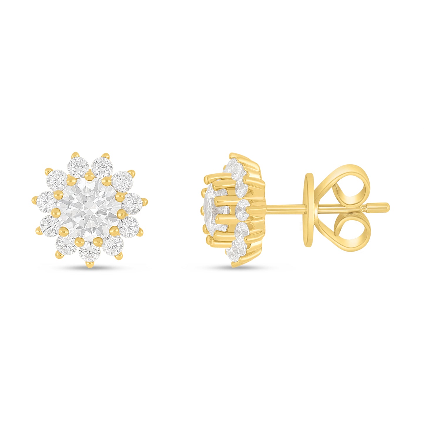 Sterling Silver 925 Earring Golden Plated Embedded With White Zircon