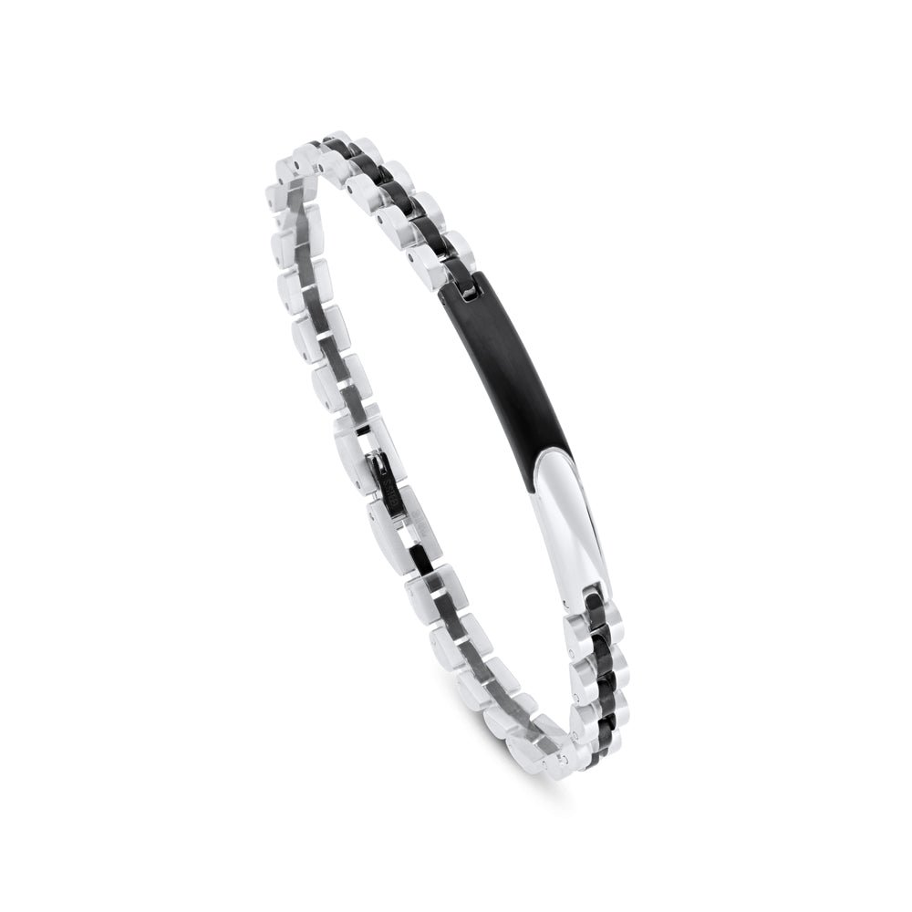 اسورة رجالي ستانلس ستيل لون فضي و اسود عيار 316L