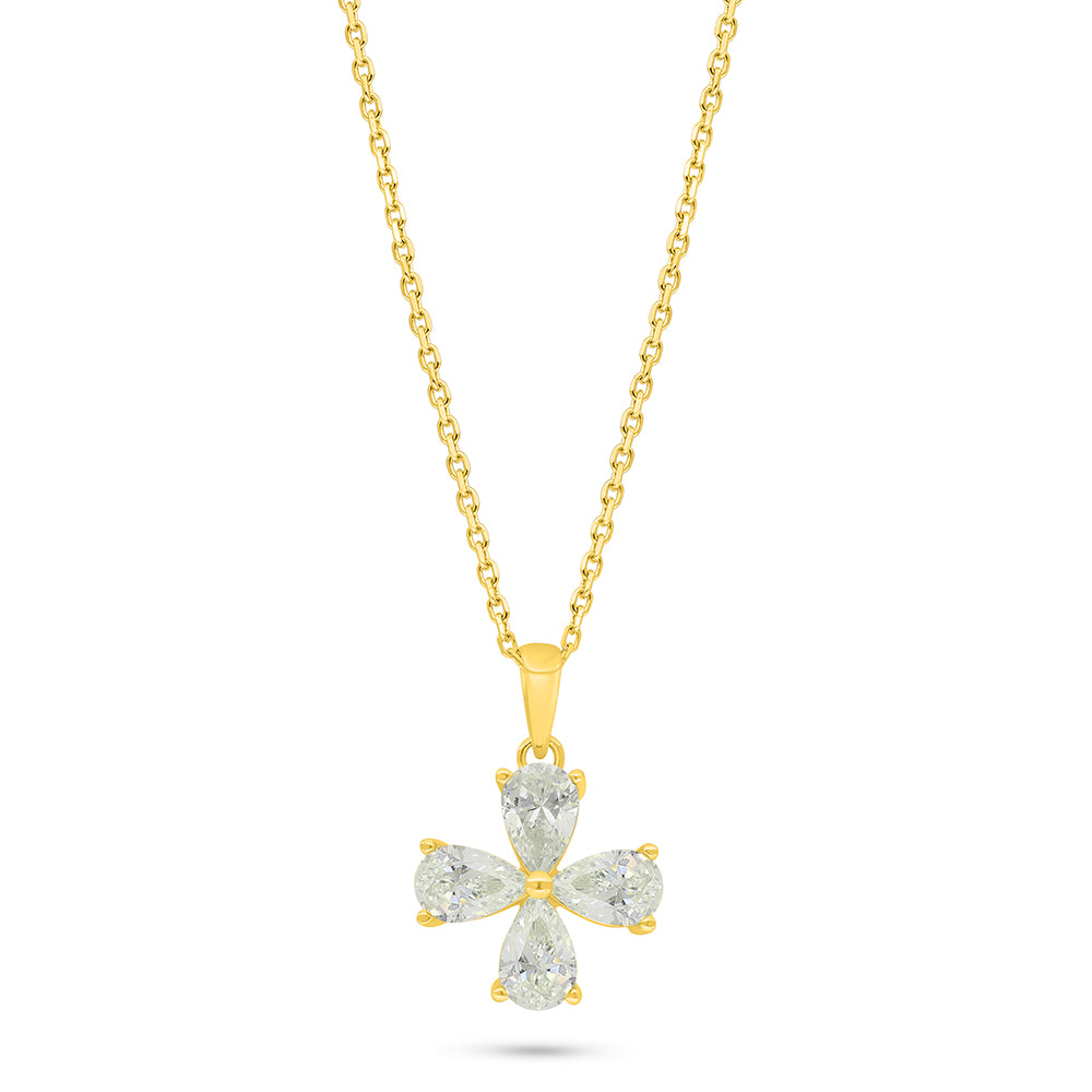 Sterling Silver 925 Necklace Golden Plated Embedded With Yellow Diamond