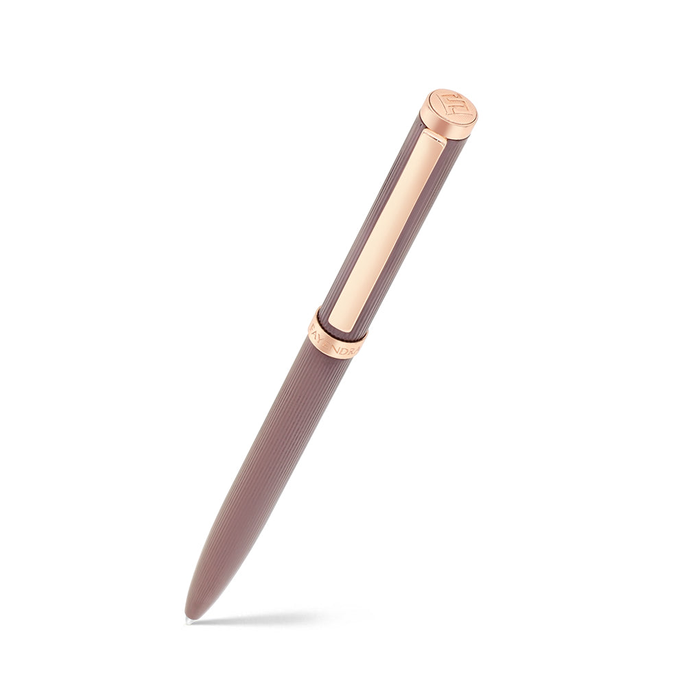 Fayendra Luxury Pen Rose Gold Plated Embedded With Brwon Lacquer
