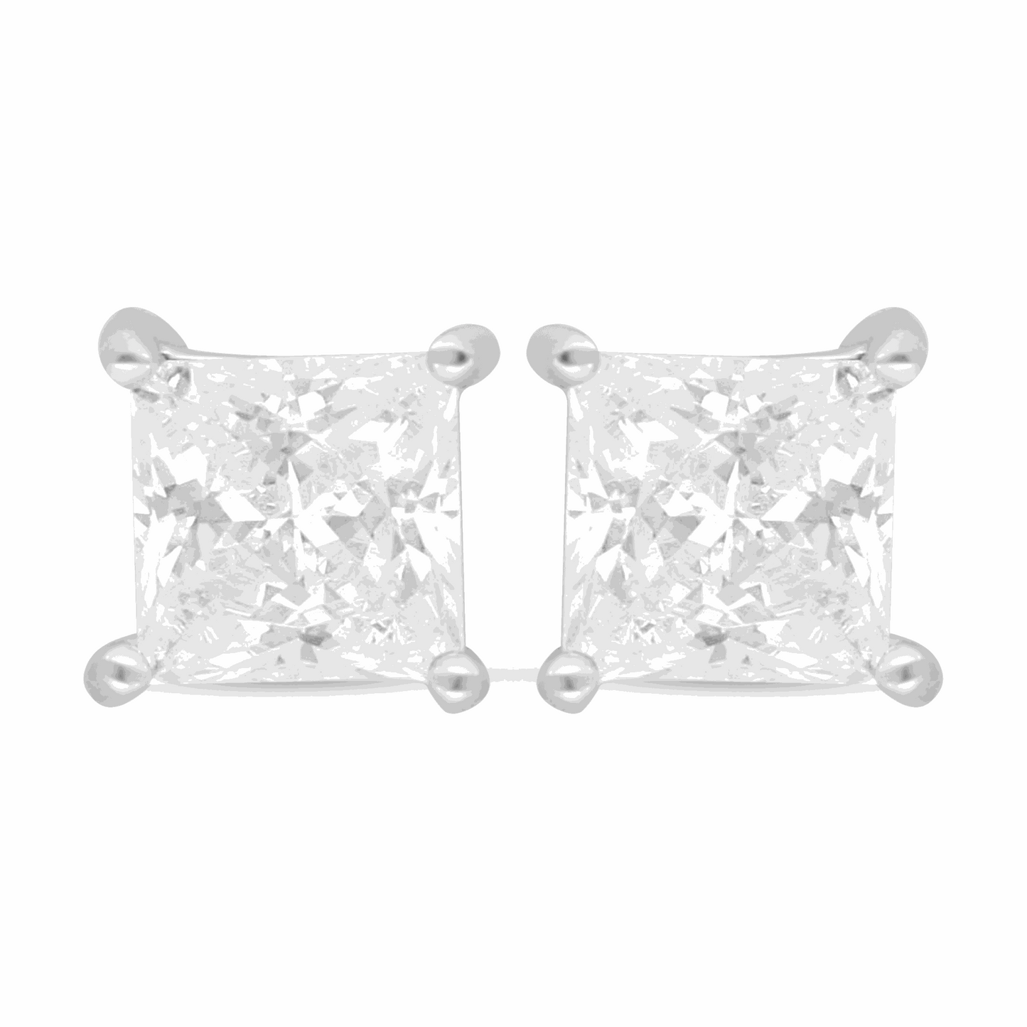 Sterling Silver 925 Earring Rhodium Plated Embedded With White Zircon