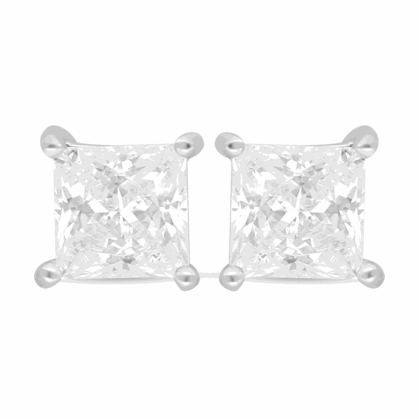 Sterling Silver 925 Earring Rhodium Plated Embedded With White Zircon