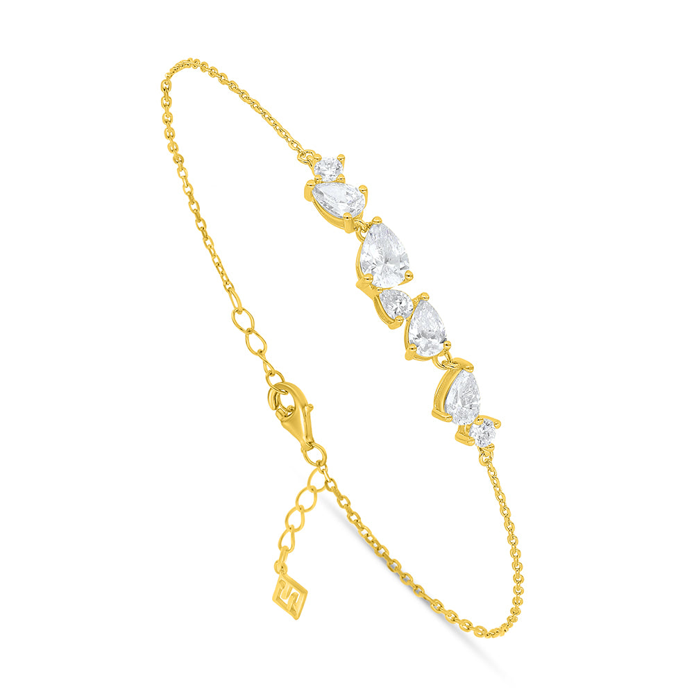 Sterling Silver 925 Bracelet Golden Plated Embedded With White Zircon