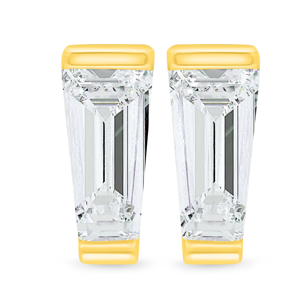 Sterling Silver 925 Earring Golden Plated Embedded With White Zircon