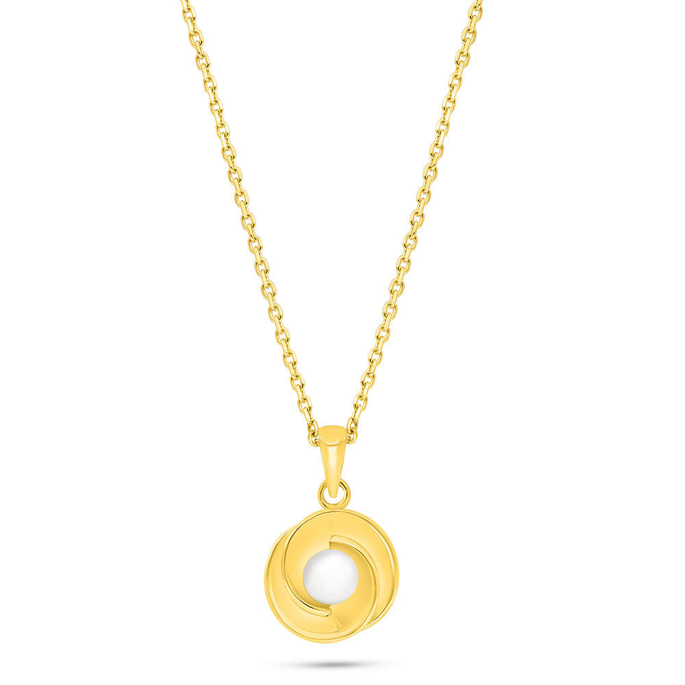 Sterling Silver 925 Necklace Golden Plated Embedded With Natural White Pearl