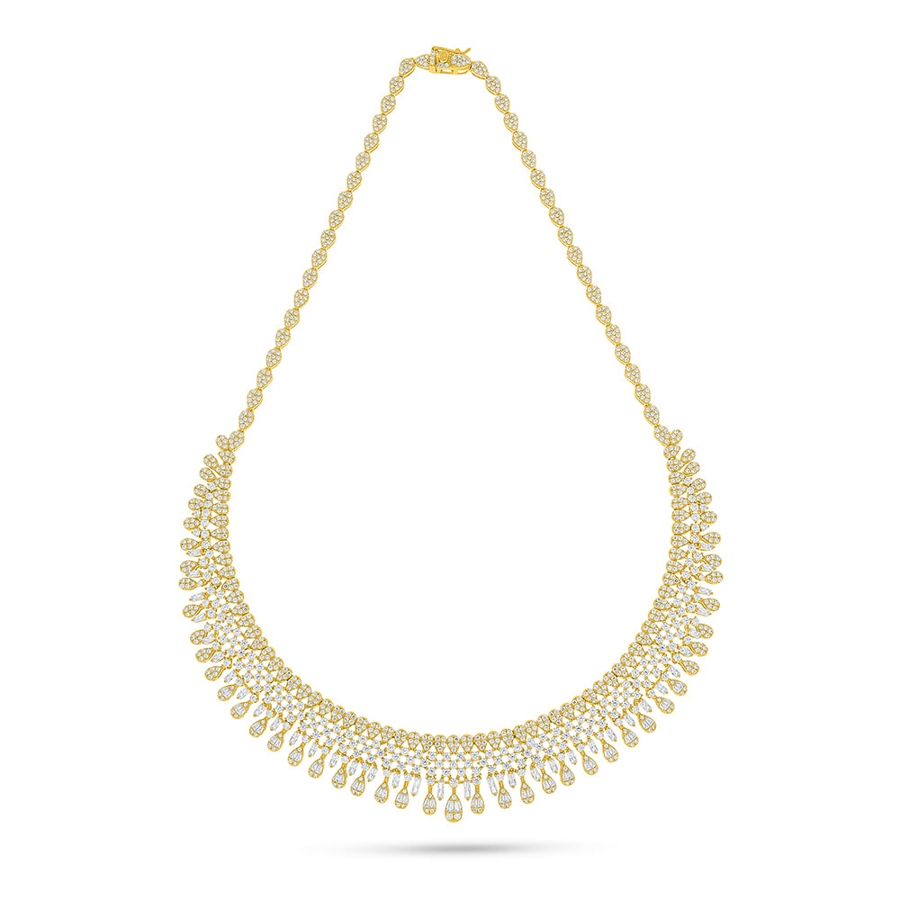 Sterling Silver 925 SET Golden Plated Embedded With White Zircon