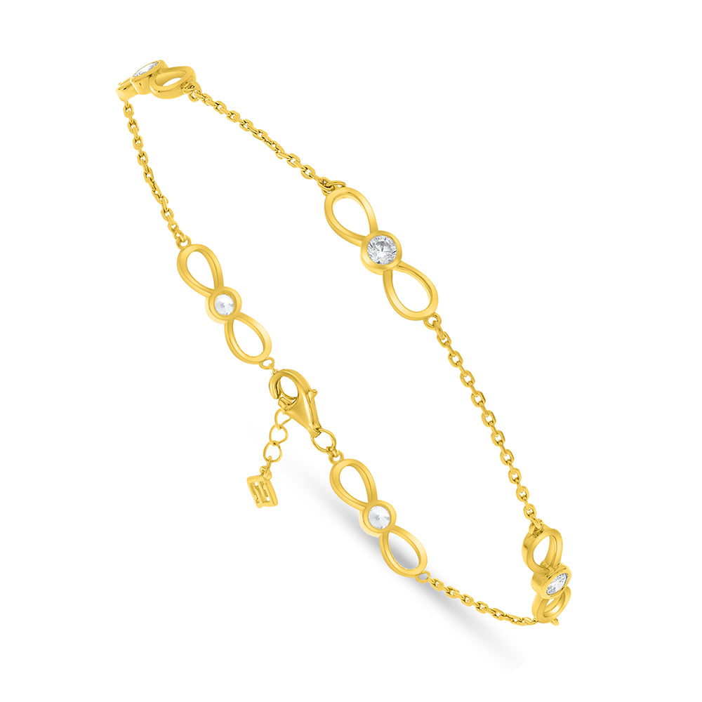 Sterling Silver 925 Bracelet Golden Plated Embedded With White Zircon