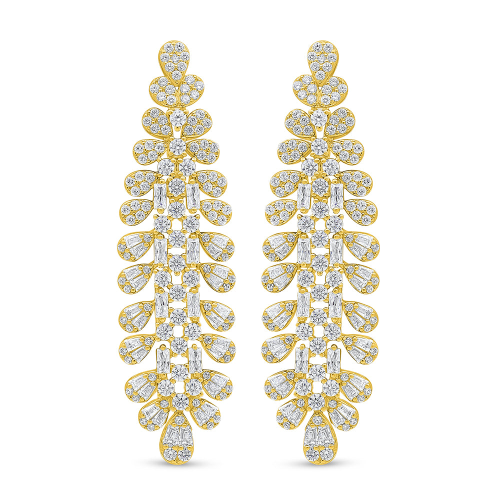 Sterling Silver 925 SET Golden Plated Embedded With White Zircon