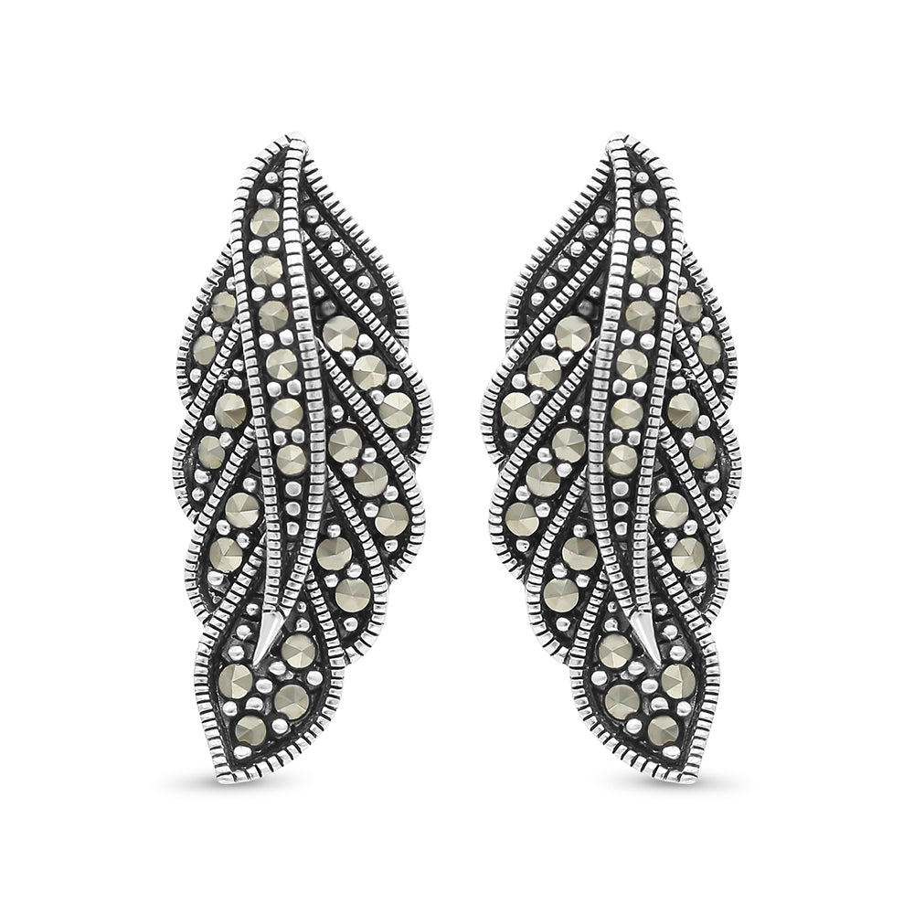 اقراط من الفضة الخالصة عيار 925 مرصعه احجار ماركسايت سادة