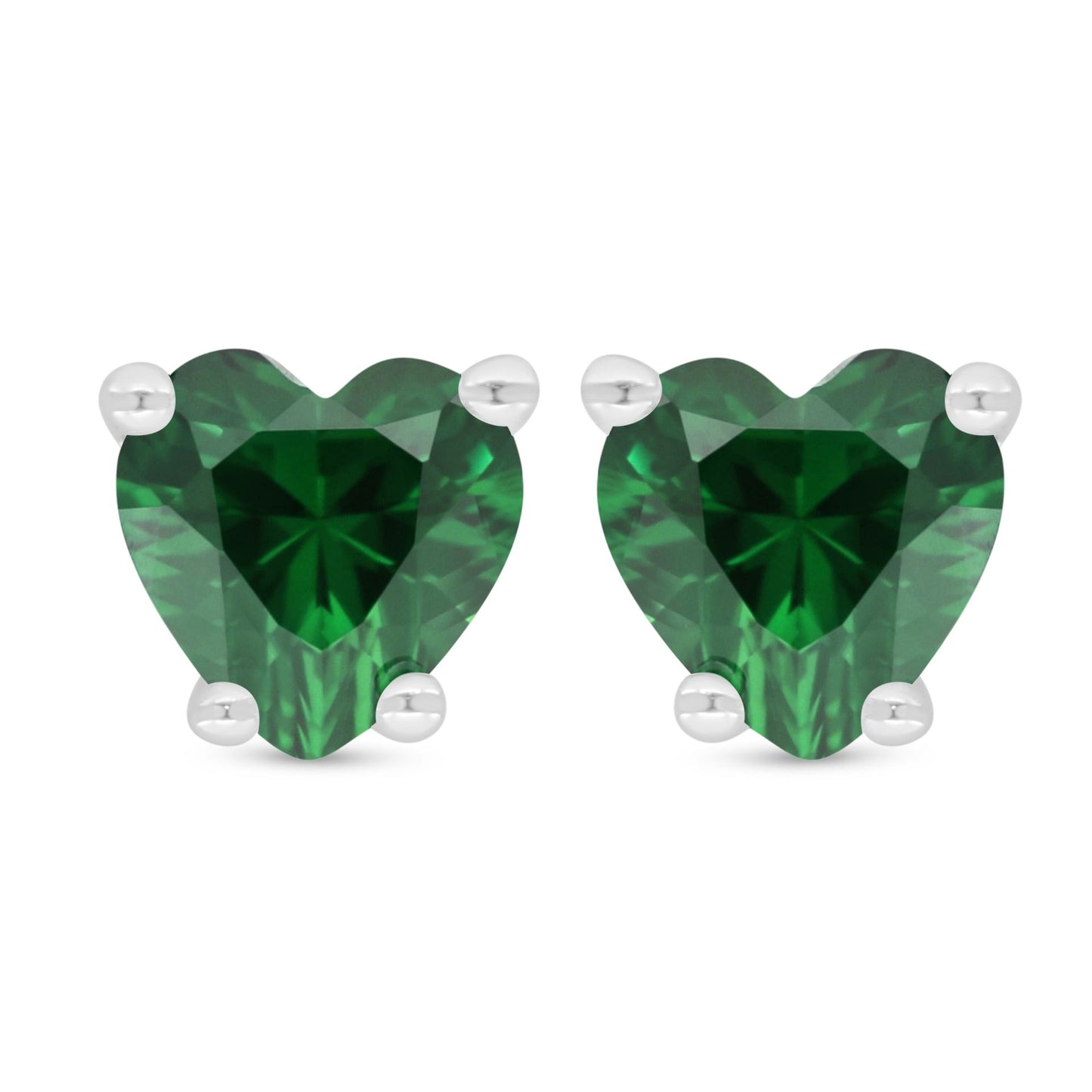 Sterling Silver 925 Earring Rhodium Plated Embedded With Emerald Zircon