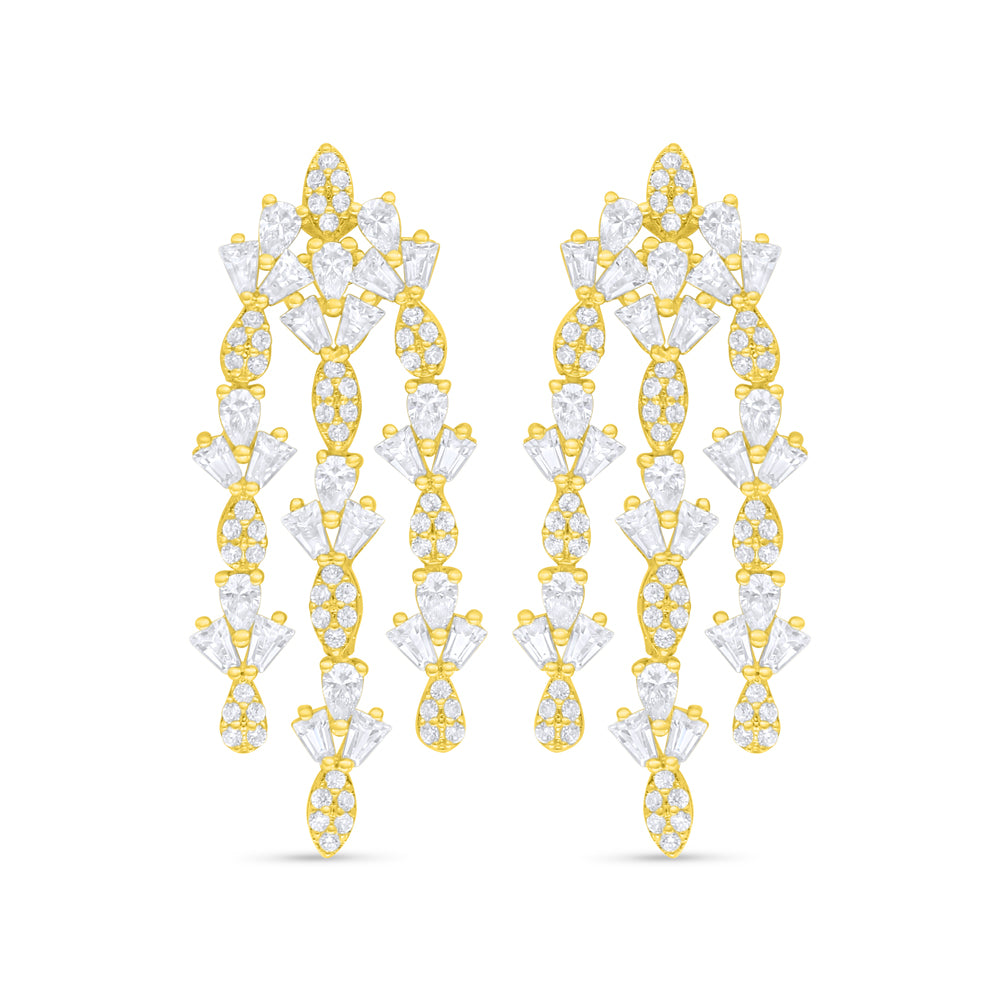 Sterling Silver 925 SET Golden Plated Embedded With White Zircon