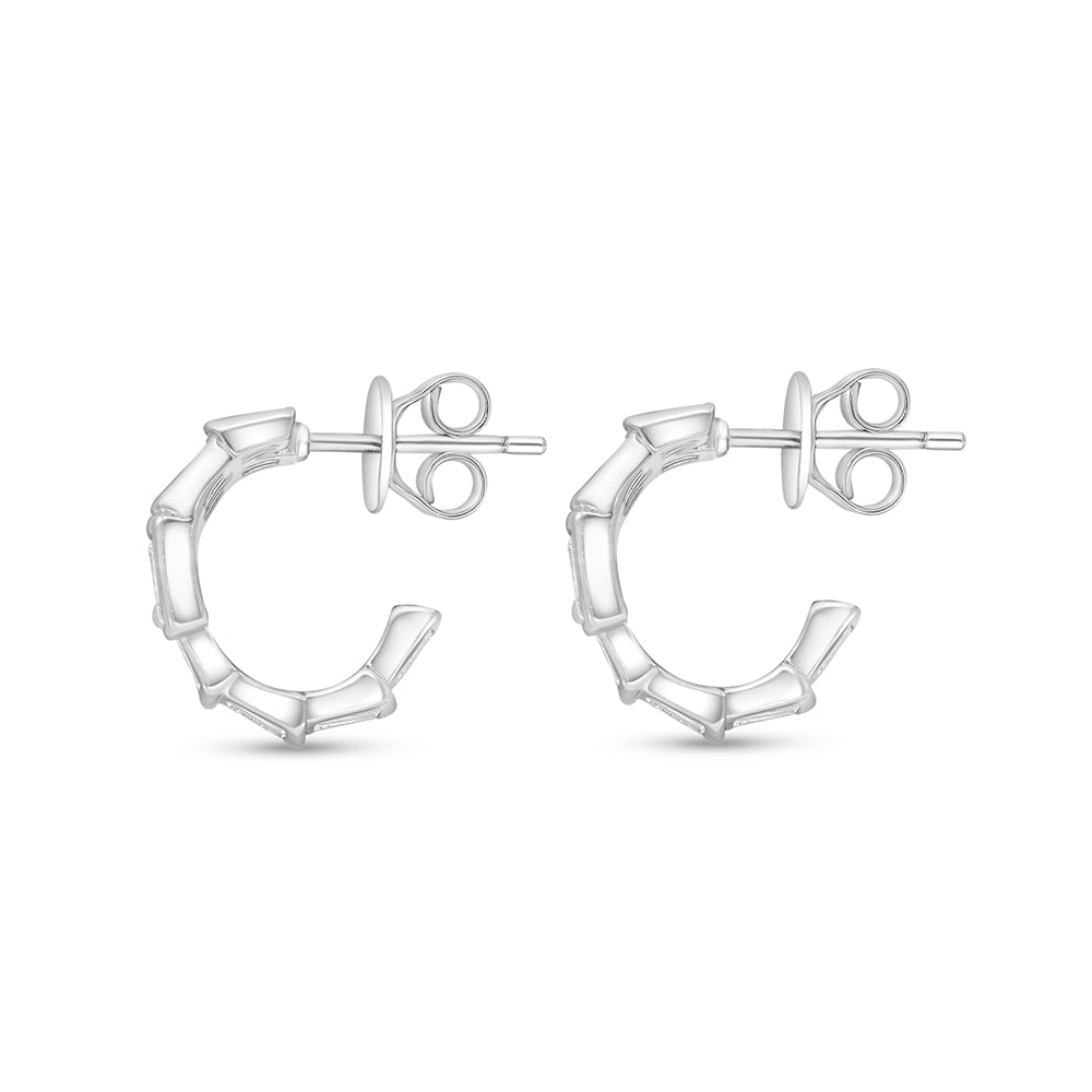 Sterling Silver 925 Earring Rhodium Plated Embedded With White Zircon