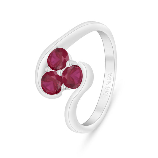 خاتم من الفضة الخالصة عيار 925 مطلي روديوم مرصع ياقوت كروندوم