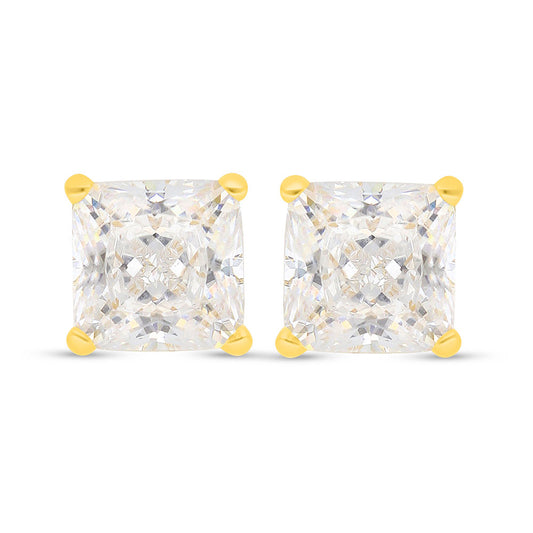 اقراط من الفضة الخالصة عيار 925 مطلي ذهبي مرصعة فص ابيض