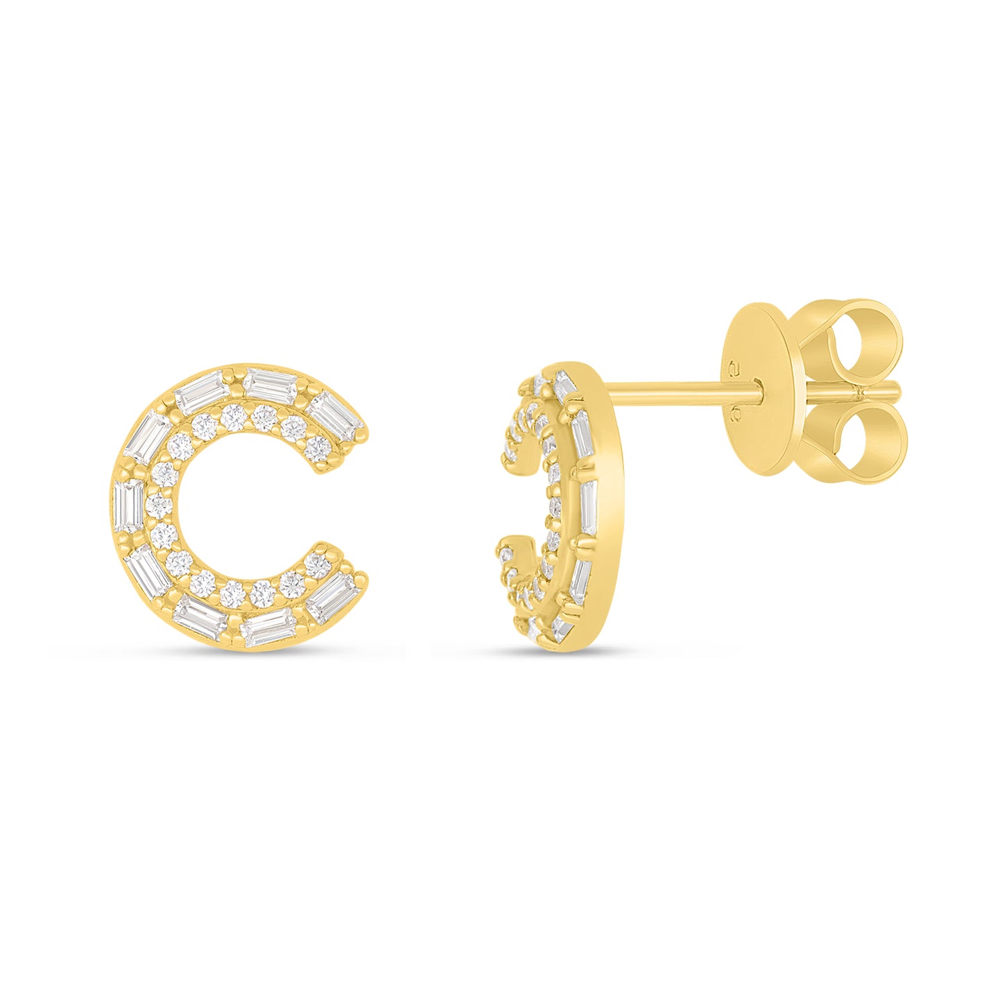 اقراط من الفضة الخالصة عيار 925 مطلية ذهبي مرصعة فص ابيض