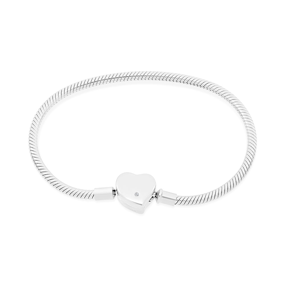 اسورة فضة عيار 925 مطلي روديوم مرصعة فص ابيض - 19 CM