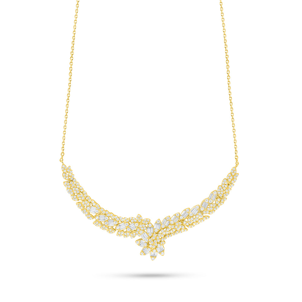 Sterling Silver 925 Necklace Golden Plated Embedded With White Zircon