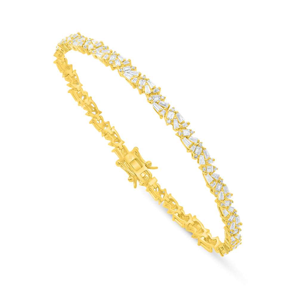 Sterling Silver 925 Bracelet Golden Plated Embedded With White Zircon