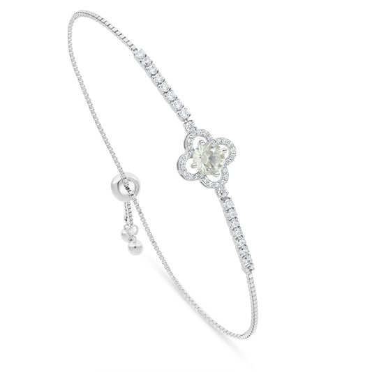 اسورة من الفضة الخالصة عيار 925 مطلية روديوم مرصعة بالزركون الكناري الالماسي و فص ابيض