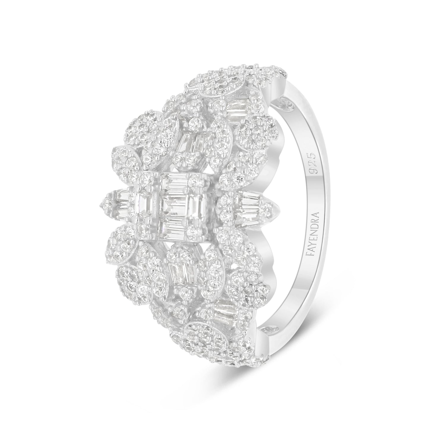 Sterling Silver 925 SET Rhodium Plated Embedded With White Zircon