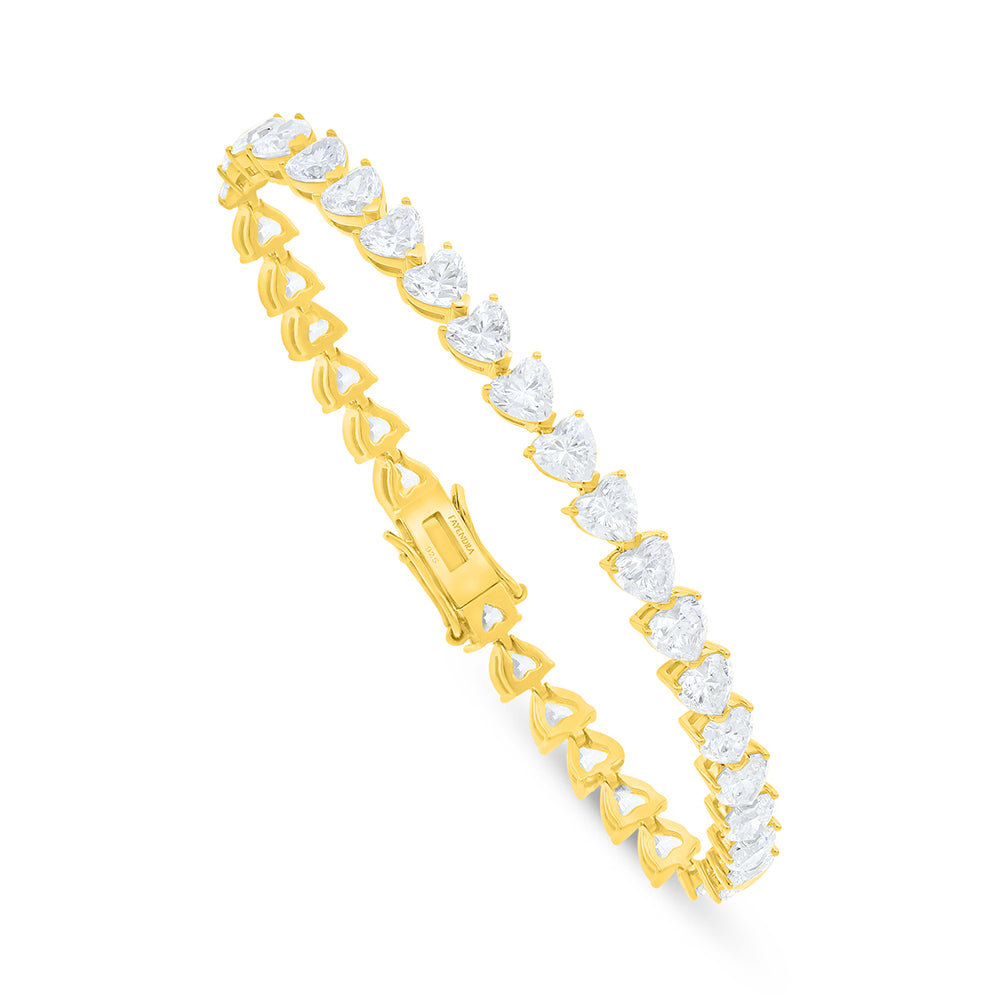 Sterling Silver 925 Bracelet Golden Plated Embedded With White Zircon