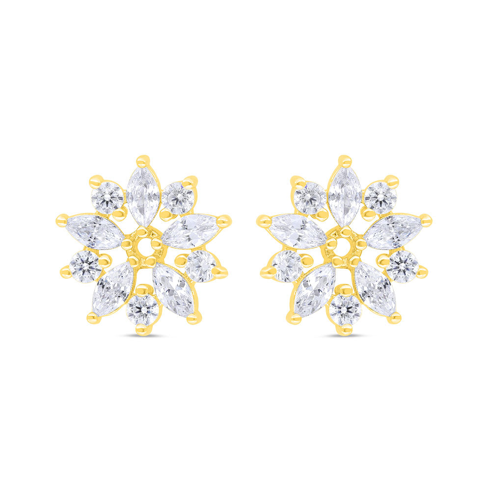 Sterling Silver 925 Earring Gold Plated Embedded With White Zircon