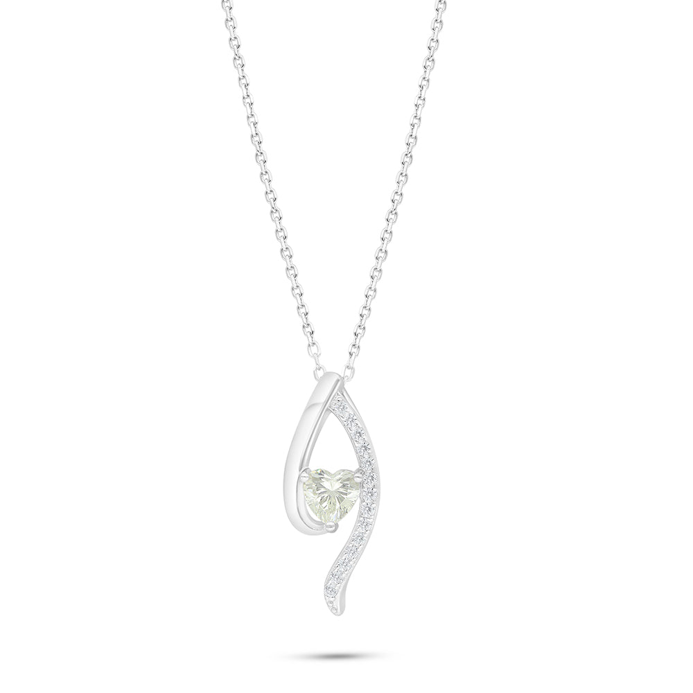 Sterling Silver 925 Necklace Rhodium Plated Embedded With Diamond Zircon And White Zircon