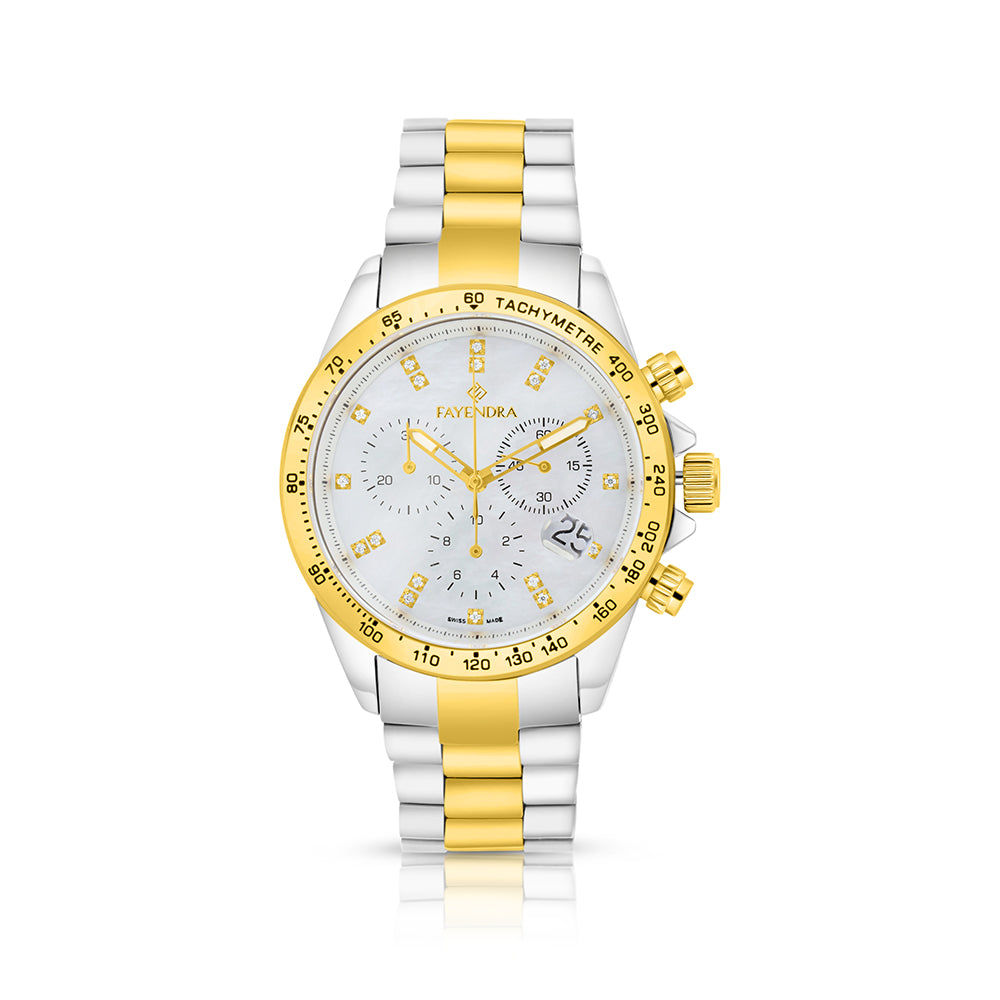 Stainless Steel 316 Watch Silver And Golden Color - WHITE MOP DIAL