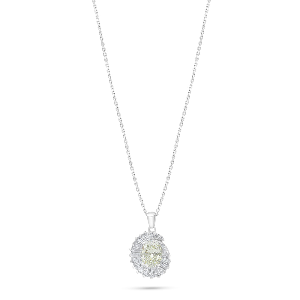 Sterling Silver 925 Necklace Rhodium Plated Embedded With Diamond Zircon And White Zircon