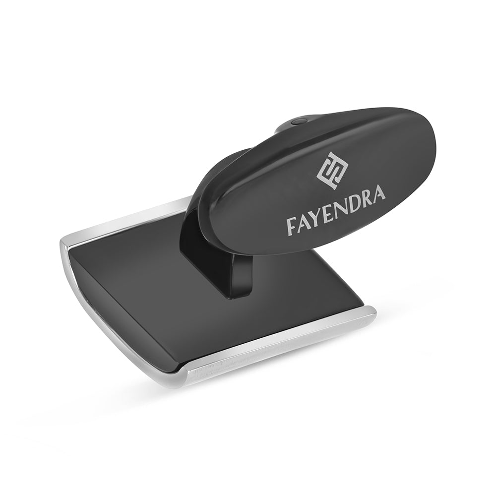 كبك ستانلس ستيل لون فضي و اسود و فص ابيض عيار L316