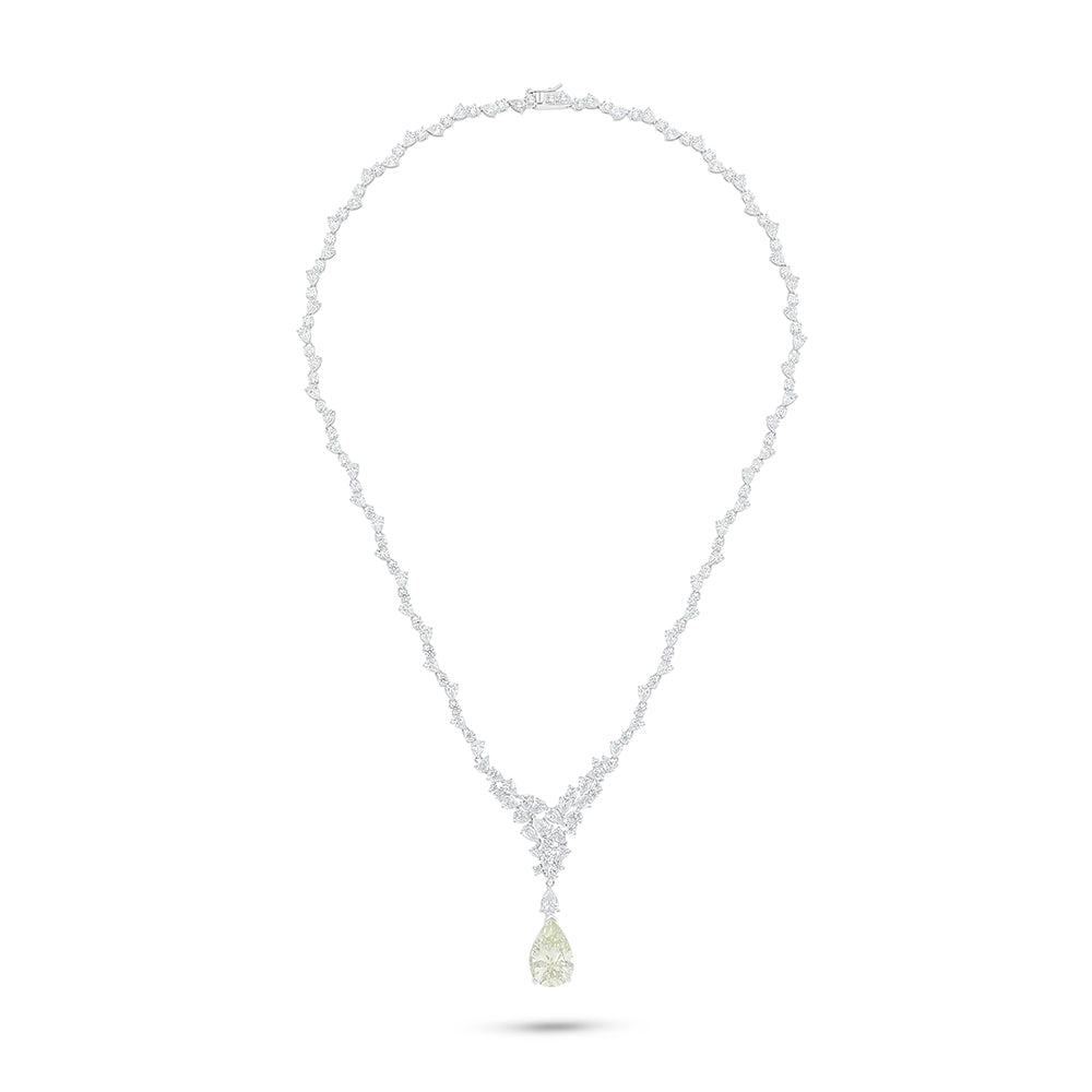 Sterling Silver 925 SET Rhodium Plated Embedded With Diamond Zircon And White Zircon