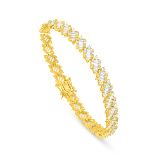 Sterling Silver 925 Bracelet Golden Plated Embedded With White Zircon
