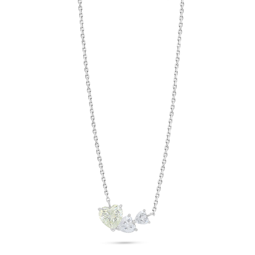 Sterling Silver 925 Necklace Rhodium Plated Embedded With Diamond Zircon And White Zircon