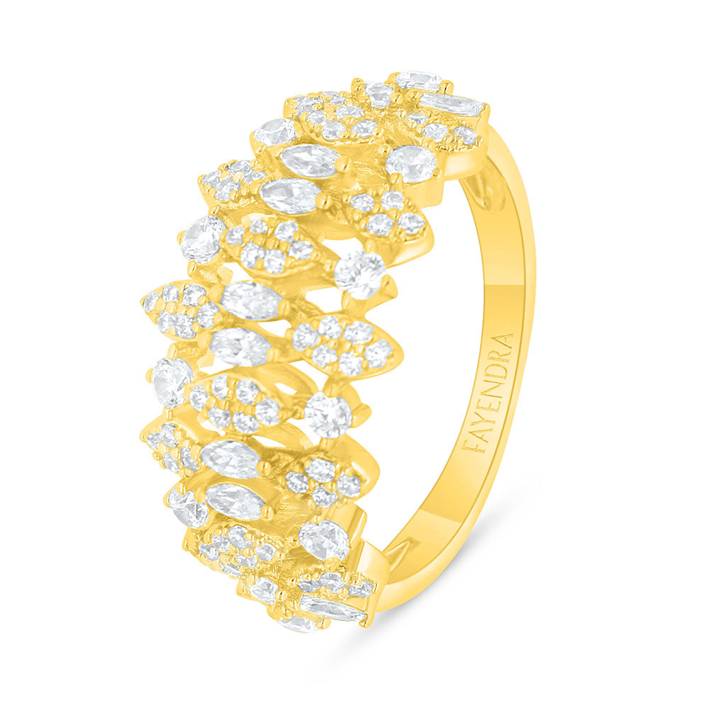 Sterling Silver 925 SET Golden Plated Embedded With White Zircon
