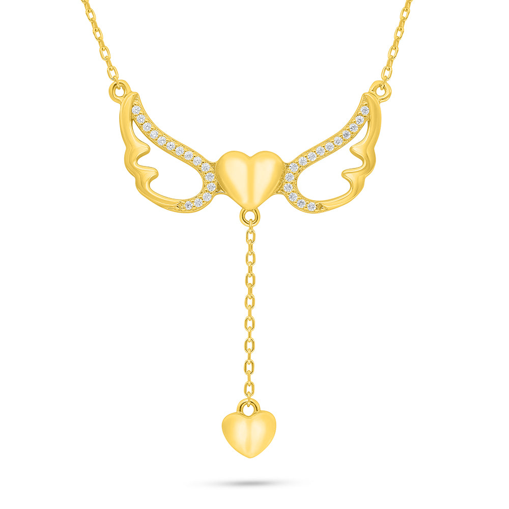 Sterling Silver 925 Necklace Golden Plated Embedded With White Zircon