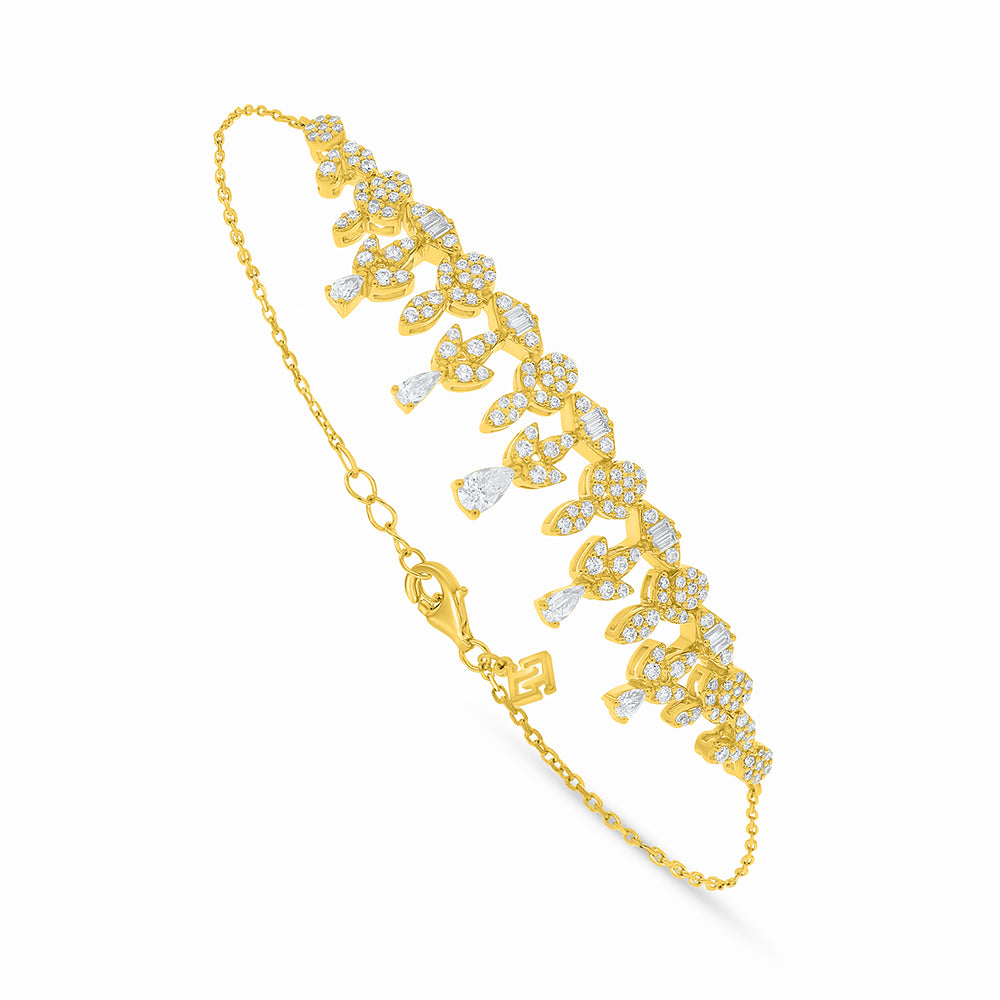 Sterling Silver 925 SET Golden Plated Embedded With White Zircon