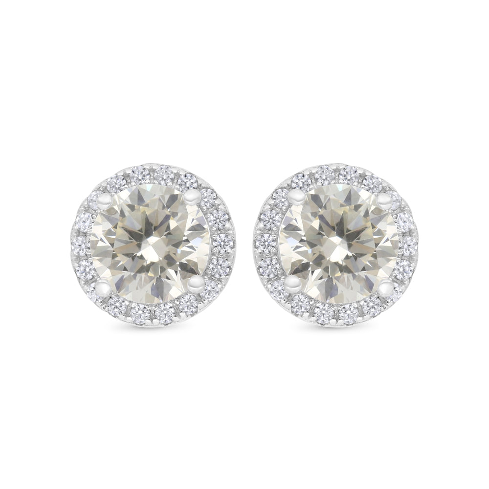 اقراط من الفضة الخالصة عيار 925 مطلية روديوم مرصعة زركون اصفر و فص ابيض