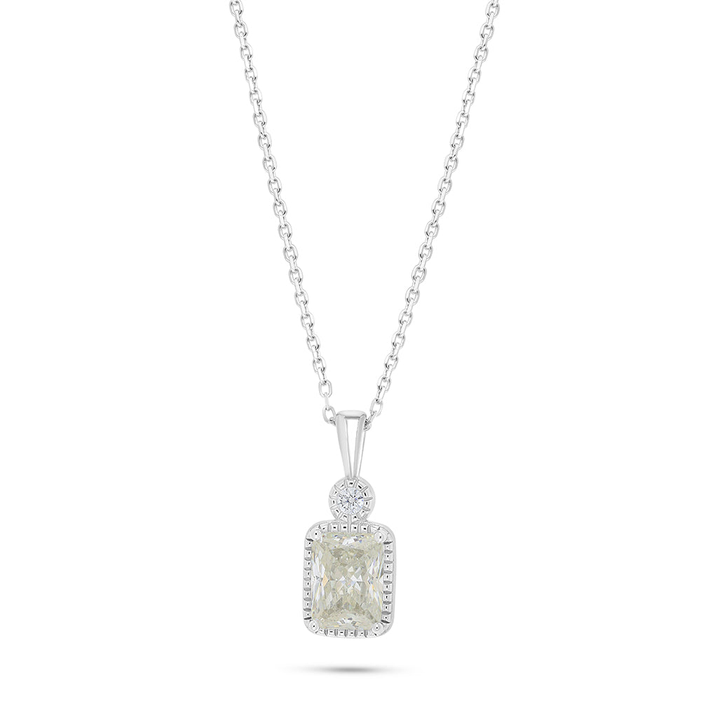 Sterling Silver 925 Necklace Rhodium Plated Embedded With Diamond Zircon And White Zircon