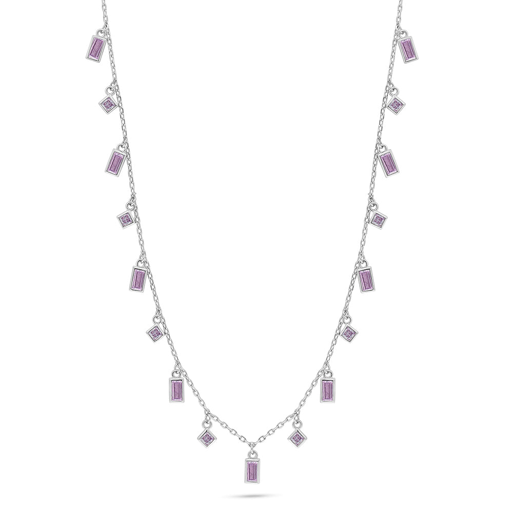 عقد من الفضة الخالصة عيار 925 مطلي روديوم مرصع زركون بنك