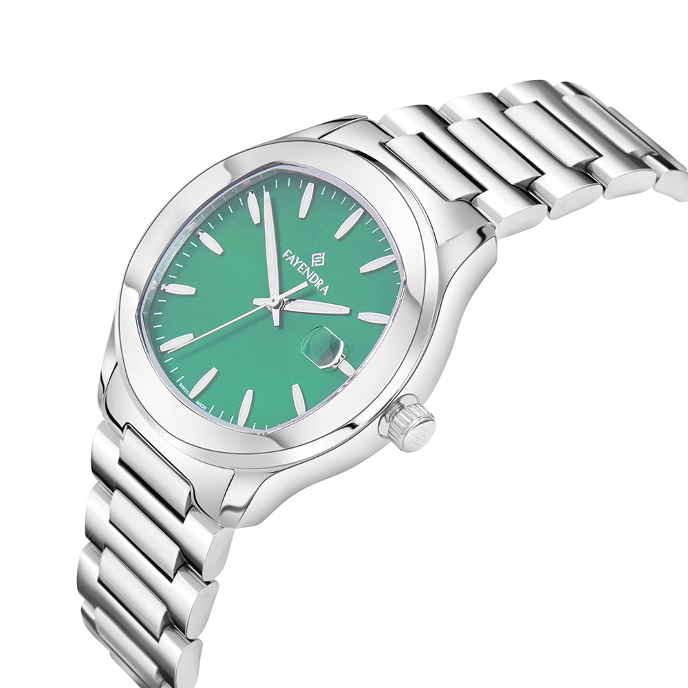 Stainless Steel 316L Watch Silver Color For Men - GREEN MOP DIAL