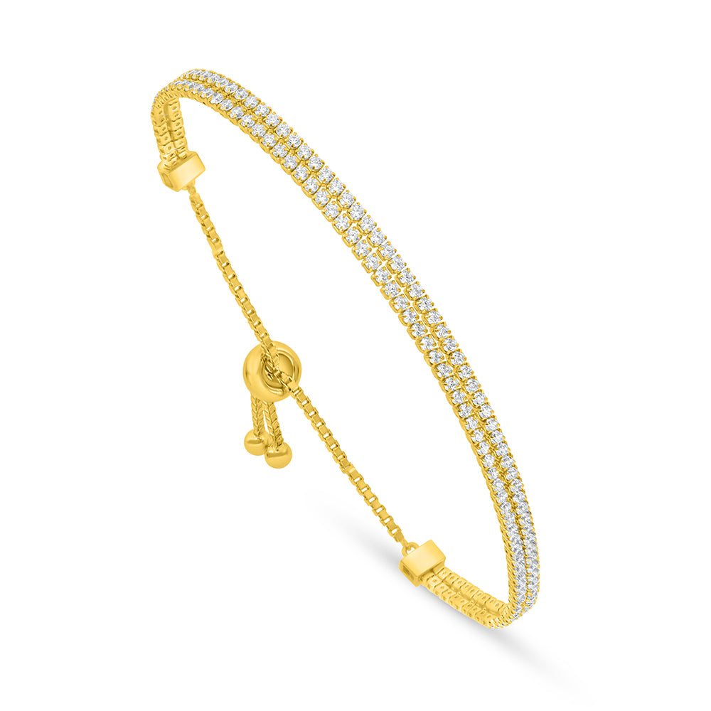 اسورة من الفضة الخالصة عيار 925 مطلية ذهبي مرصعة فص ابيض