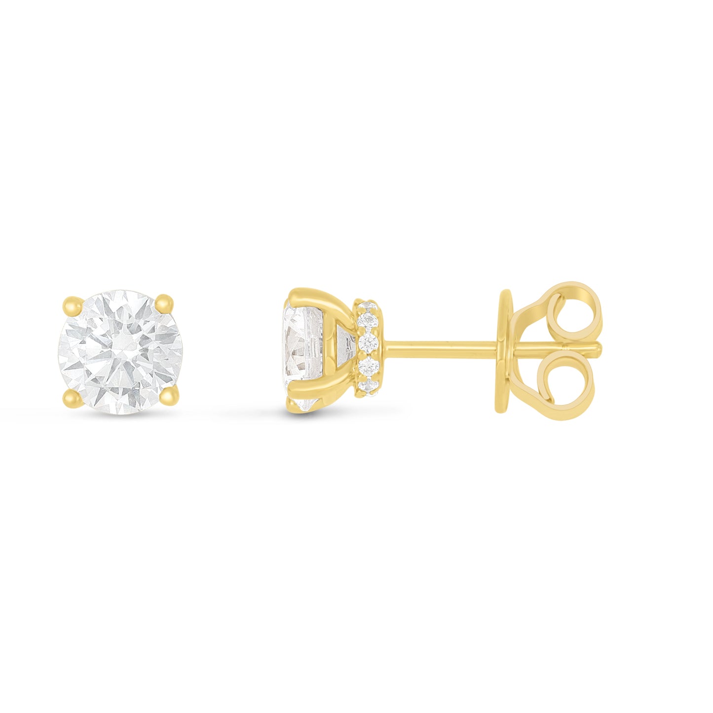 Sterling Silver 925 Earring Golden Plated Embedded With White Zircon