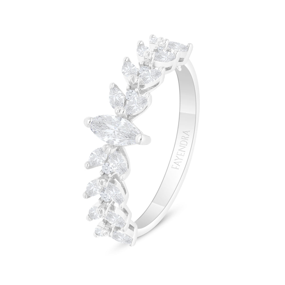 طقم فضة عيار 925 مطلي روديوم مرصع فص ابيض